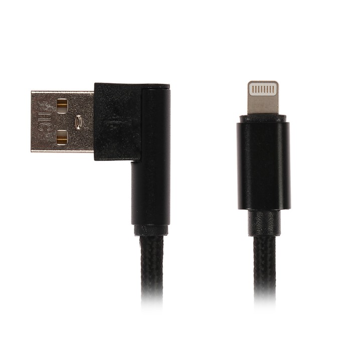 Шнур Luazon, зарядка и передача IPhone 5-X, угловой разъём, текстильная оплётка, микс