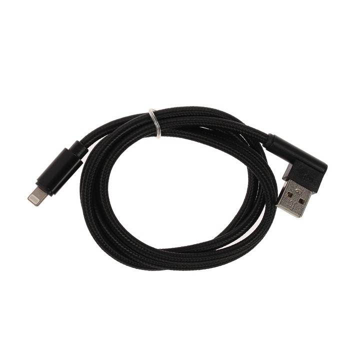 Шнур Luazon, зарядка и передача IPhone 5-X, угловой разъём, текстильная оплётка, микс