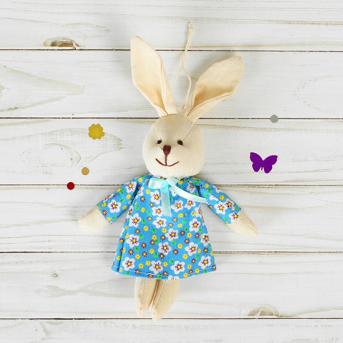 Мягкая игрушка-подвеска "Зайка в платье" цветочки, цвета МИКС