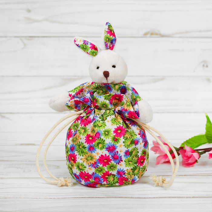 Мешочек с игрушкой "Зайка" в цветочек, цвета МИКС