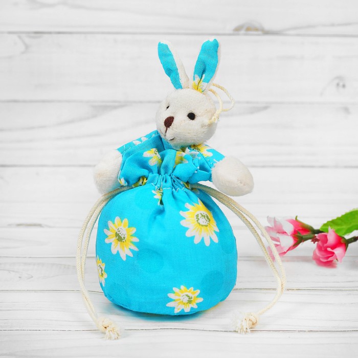 Мешочек с игрушкой "Зайка" с цветочками, цвета МИКС