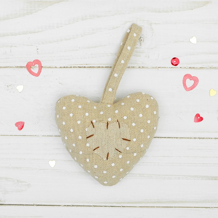 Мягкая игрушка-подвеска "Двойное сердце" со стежками, цвета МИКС