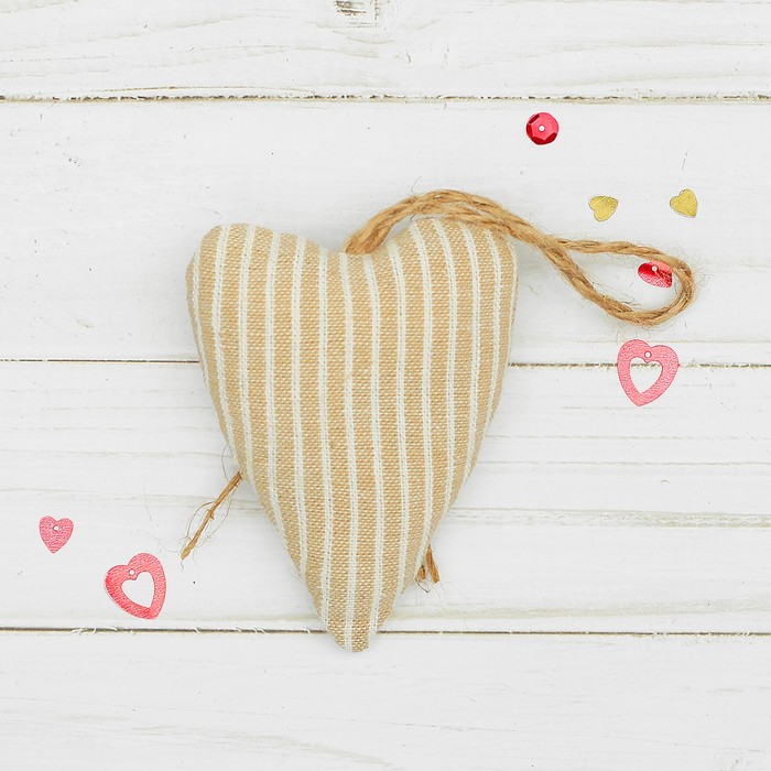 Мягкая игрушка-подвеска "Двойное сердце" с пуговкой и бантиком, цвета МИКС