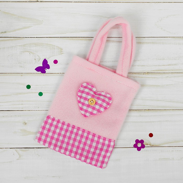 Сумочка "Сердце в клеточку" цвета МИКС