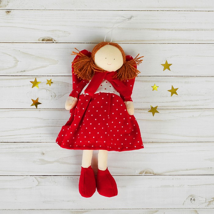 Мягкая игрушка-подвеска "Ангел", кукла, платье в горошек, цвета МИКС
