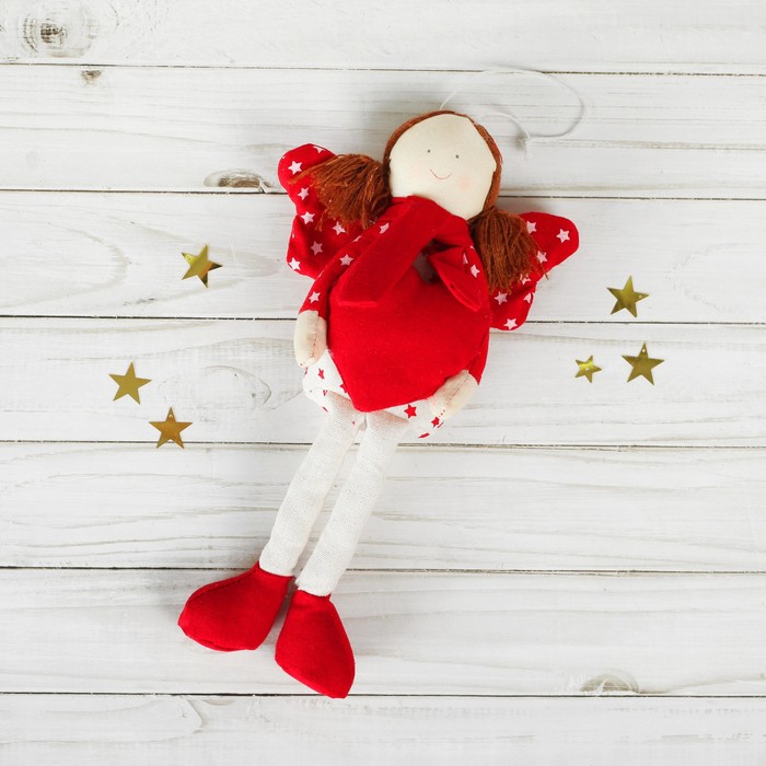 Мягкая игрушка-подвеска "Ангелок", кукла, звёзды на крыльях, цвета МИКС