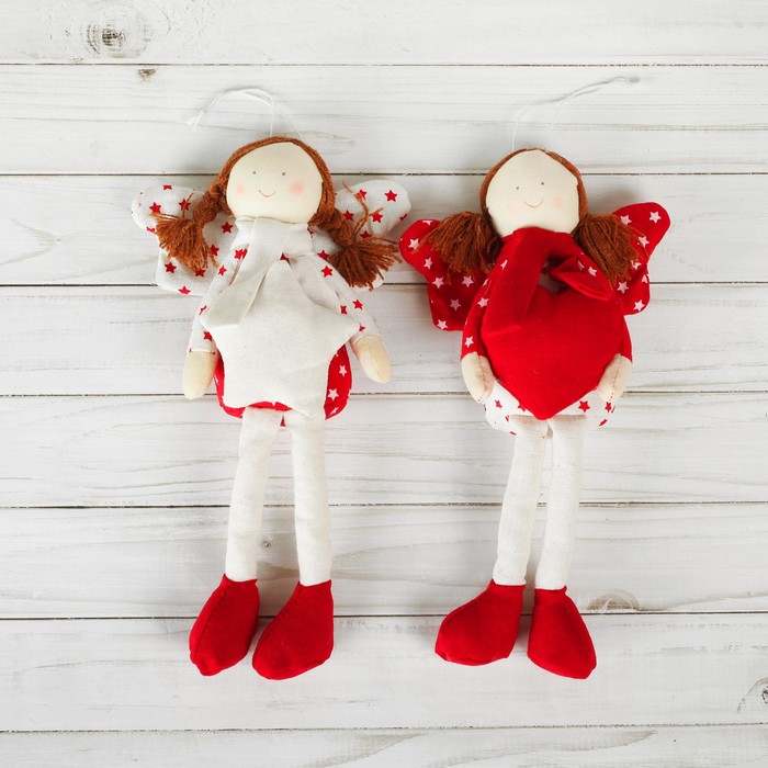 Мягкая игрушка-подвеска "Ангелок", кукла, звёзды на крыльях, цвета МИКС