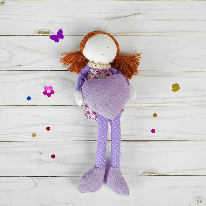 Мягкая игрушка-подвеска кукла "Девочка" ножки и ручки в горошек, цвета МИКС