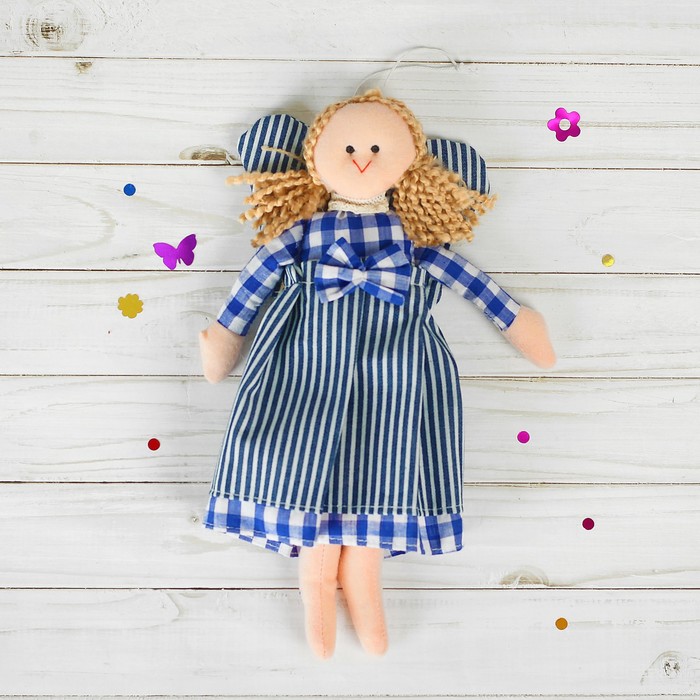 Мягкая игрушка-подвеска "Ангел", кукла с хвостиками, бантик на платье, цвета МИКС