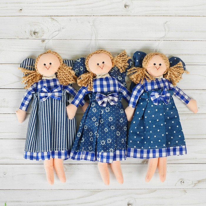 Мягкая игрушка-подвеска "Ангел", кукла с хвостиками, бантик на платье, цвета МИКС