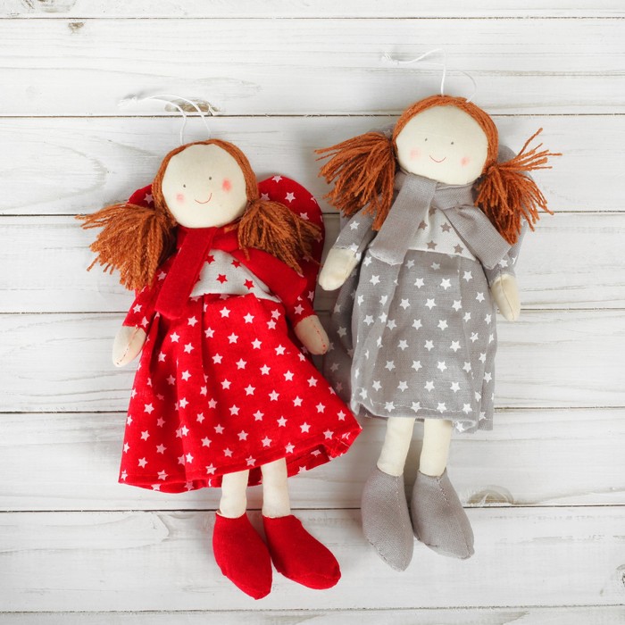 Мягкая игрушка-подвеска "Ангелочек", кукла, платье со звёздами, цвета МИКС