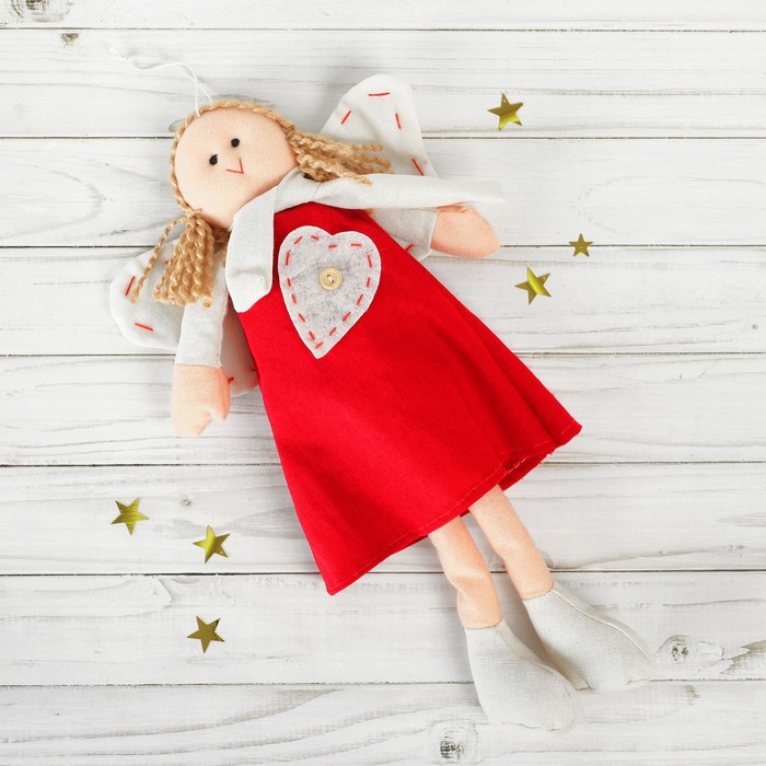 Мягкая игрушка-подвеска "Ангел", кукла, стежки на крыльях, цвета МИКС