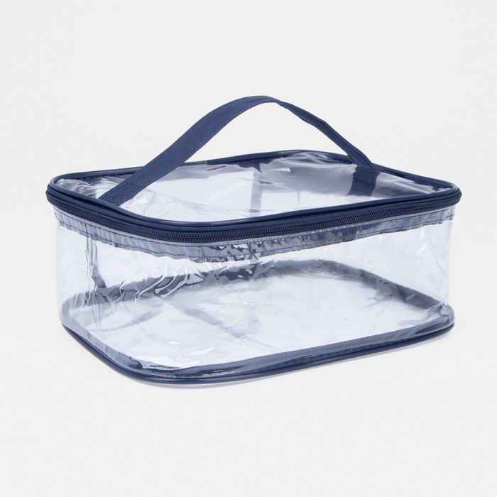 Косметичка-сумочка "Сундучок", отдел на молнии, цвет синий