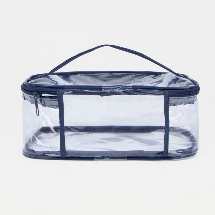 Косметичка-сумочка "Сундучок", отдел на молнии, цвет синий