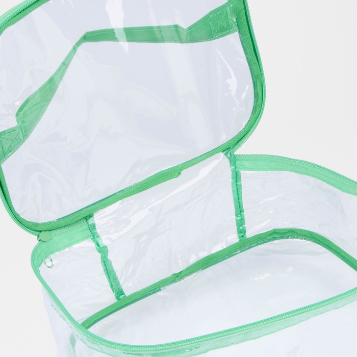 Косметичка-сумочка, отдел на молнии, цвет зелёный