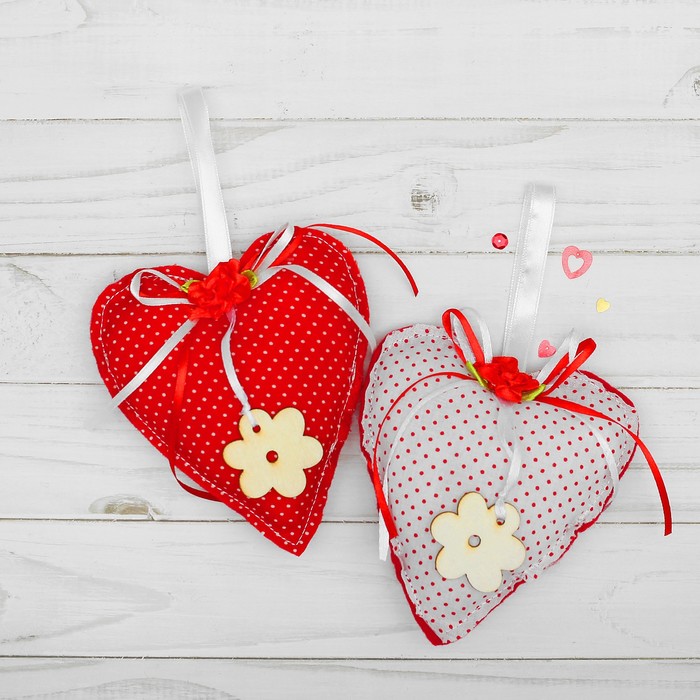 Мягкая игрушка-подвеска "Сердце" с цветком, цвета МИКС