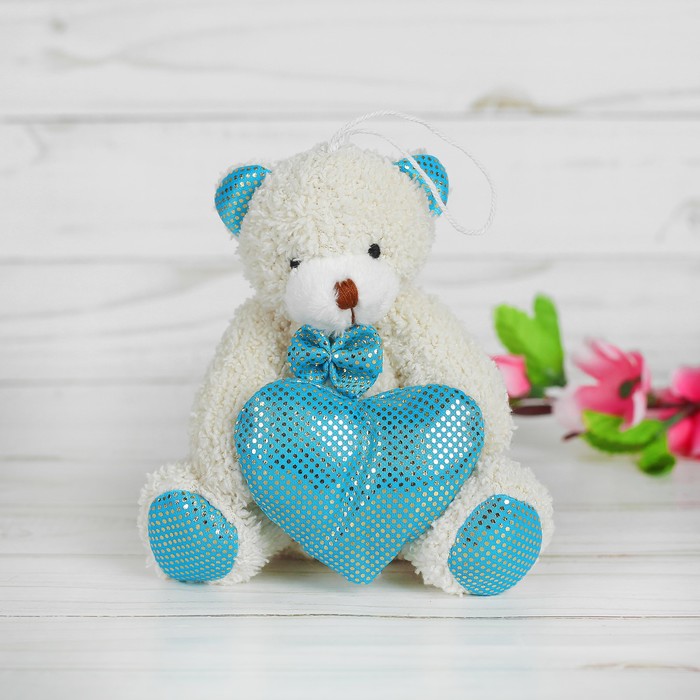 Мягкая игрушка-подвеска "Мишутка" в бабочке и с сердцем, цвета МИКС