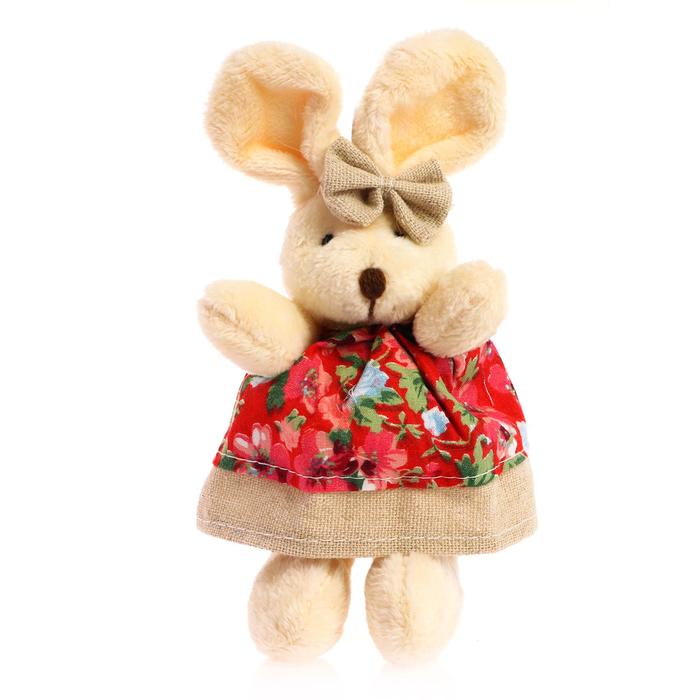 Мягкая игрушка-подвеска "Заинька" цветы на одежде, цвета МИКС