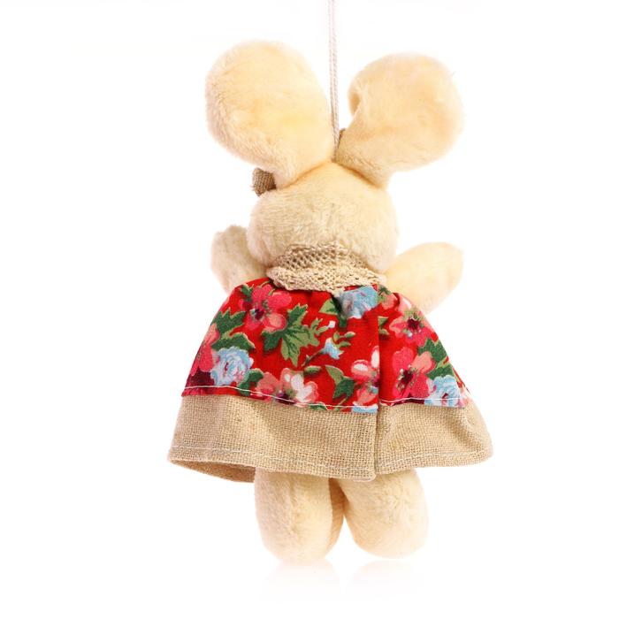 Мягкая игрушка-подвеска "Заинька" цветы на одежде, цвета МИКС