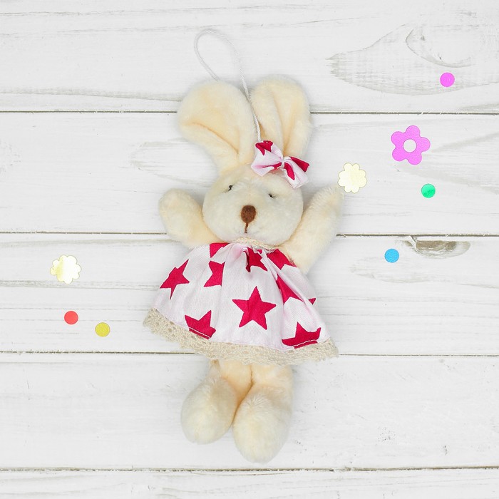 Мягкая игрушка-подвеска "Заинька" звезды на одежде, цвета и виды МИКС