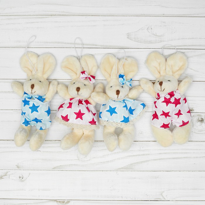 Мягкая игрушка-подвеска "Заинька" звезды на одежде, цвета и виды МИКС