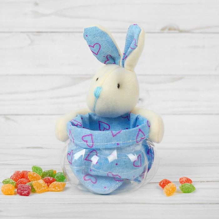 Конфетница "Заинька", сердечки на ушках, 100 г, цвета МИКС