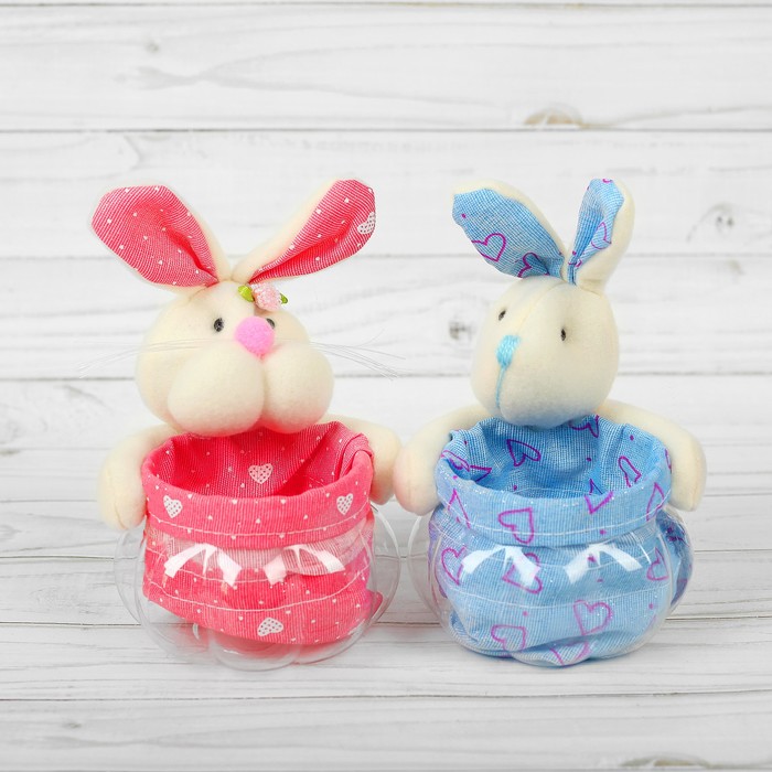 Конфетница "Заинька", сердечки на ушках, 100 г, цвета МИКС