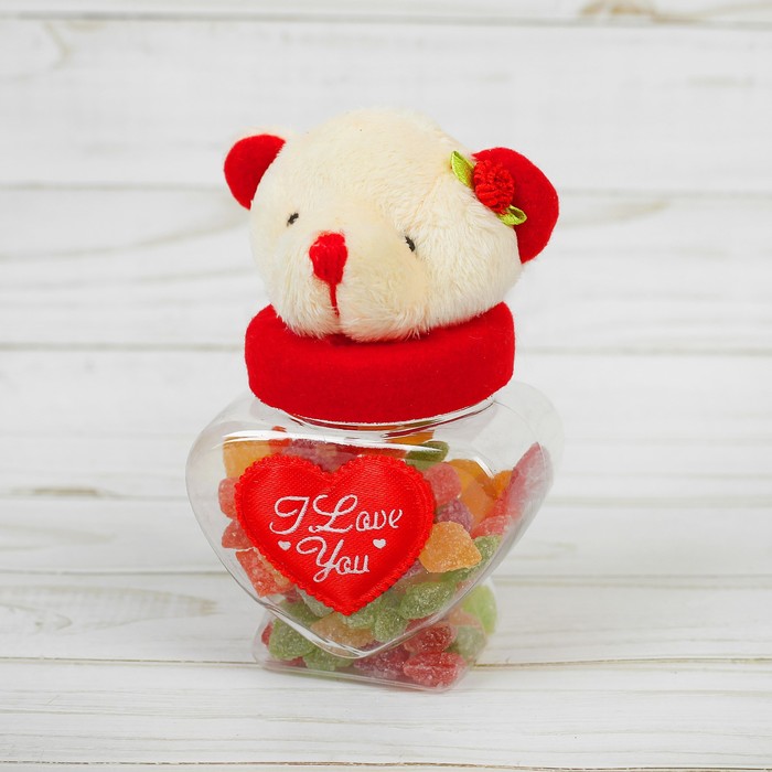 Конфетница "Мишка" с сердцем, 100 г, виды МИКС