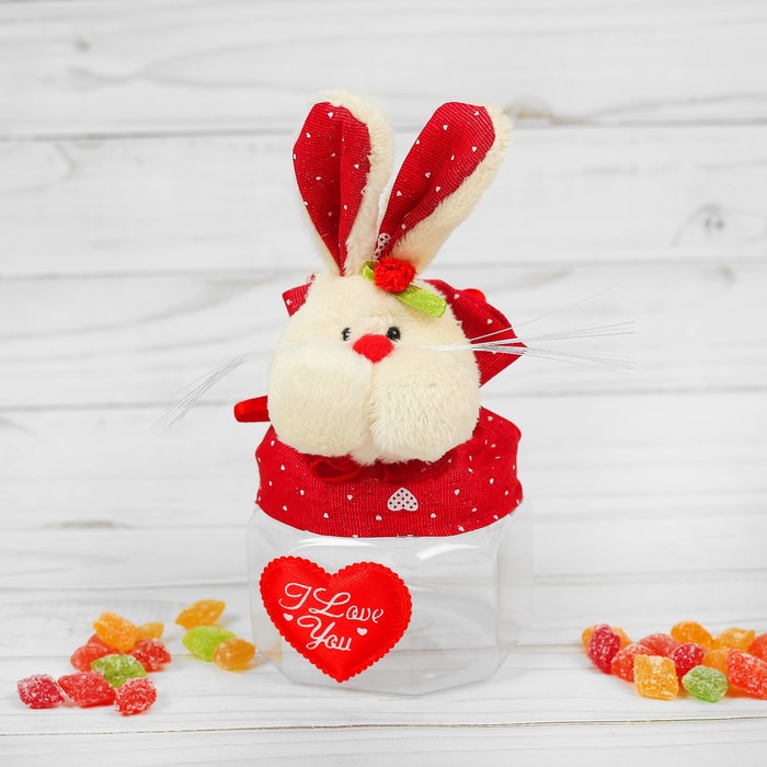 Конфетница "Заинька", сердечки на ушках, 100 г, виды МИКС