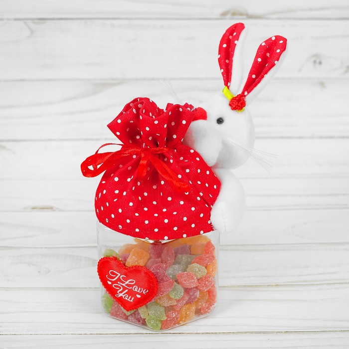 Конфетница "Заинька", ушки в горошек, 150 г, виды МИКС