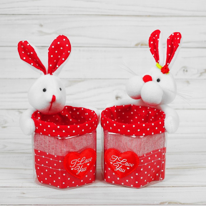 Конфетница "Заинька", ушки в горошек, 150 г, виды МИКС