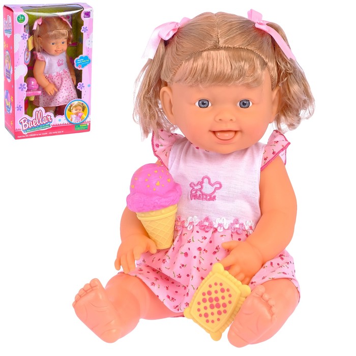 Пупс "Любаша" с аксессуарами, ест мороженое