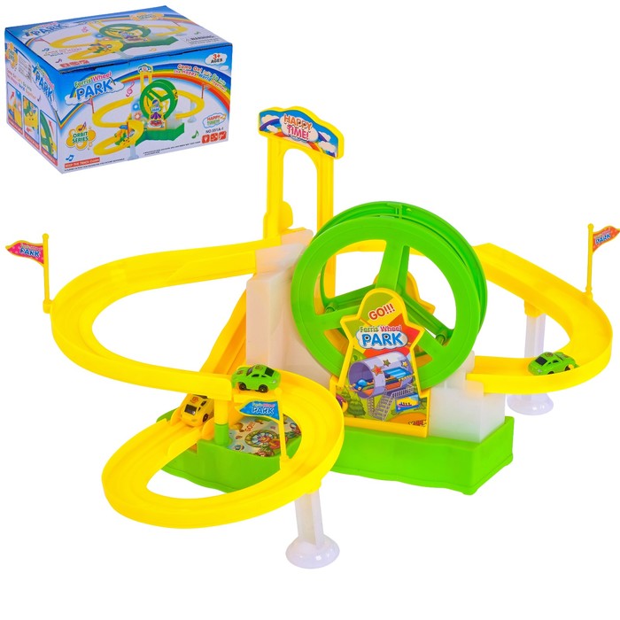 Автотрек "Парк аттракционов", работает от батареек, свет и звук
