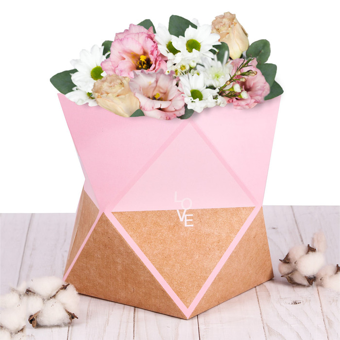 Коробка–ваза для цветов «Любовь», 14 х 14 х 19 см