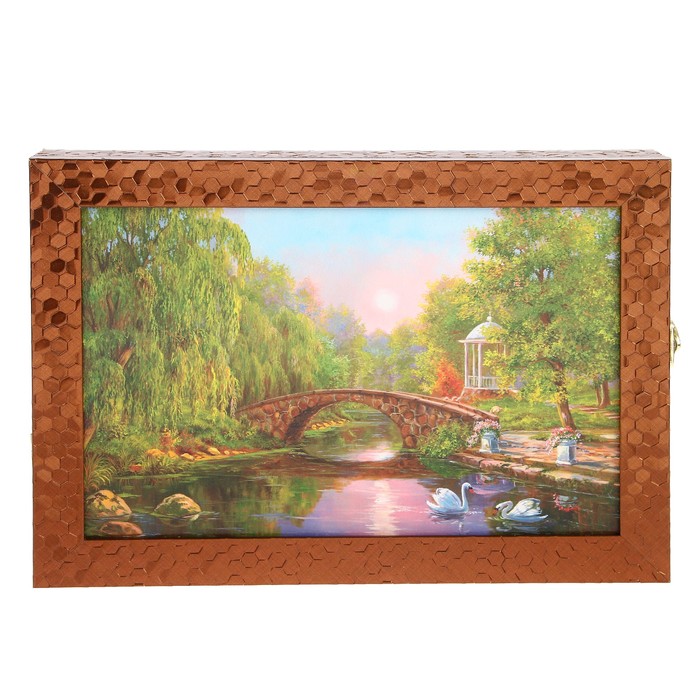 Ключница "Лебеди на пруду" багет 24х34х5 см