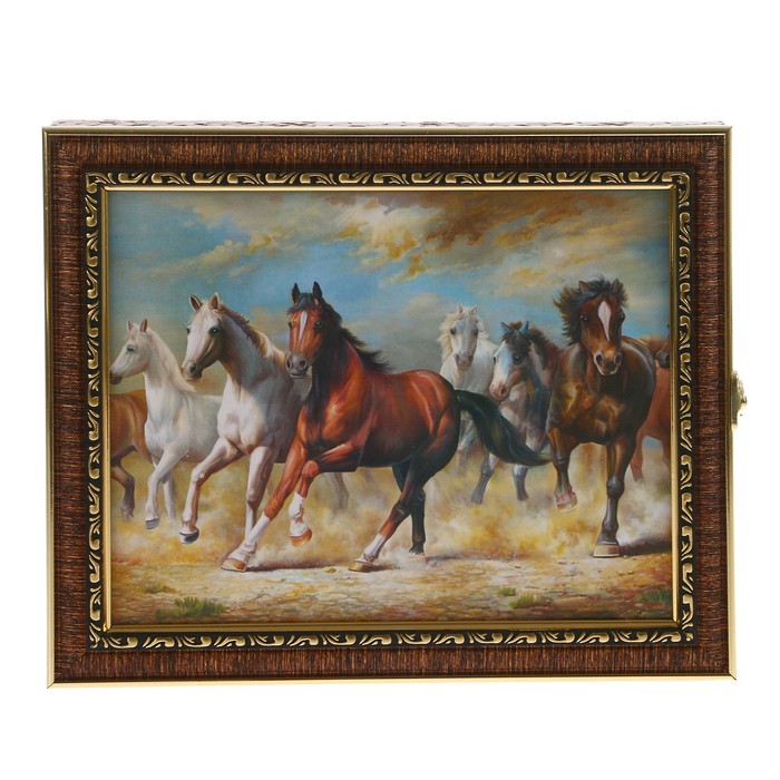 Ключница  "Лошади" багет 24х29х5 см