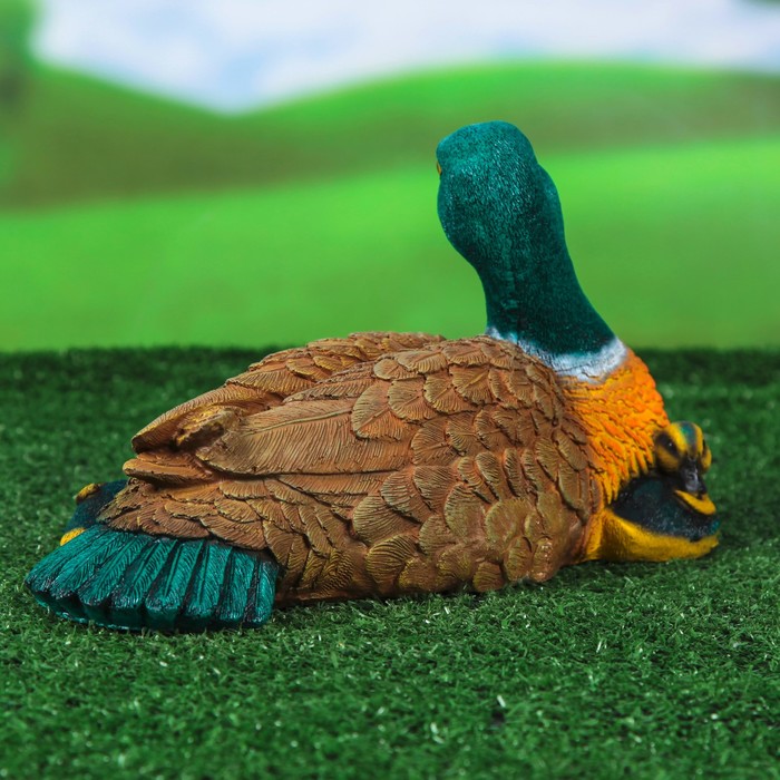 Садовая фигура "Утка с утятами" зелёно-коричневая