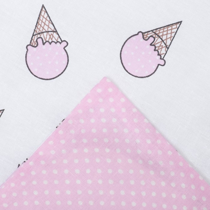 Комплект в кроватку ПРЕМИУМ Мороженки, 22 предмета, цв роз/сирень, бязь