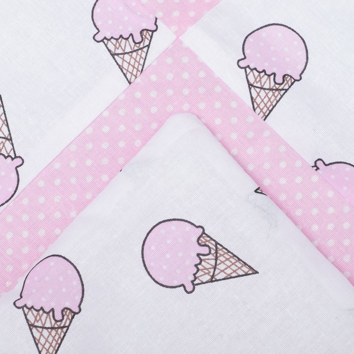 Комплект в кроватку ПРЕМИУМ Мороженки, 22 предмета, цв роз/сирень, бязь