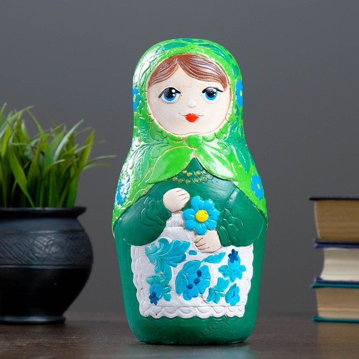 Копилка "Матрешка" 26см зелёная