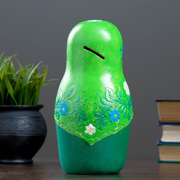 Копилка "Матрешка" 26см зелёная