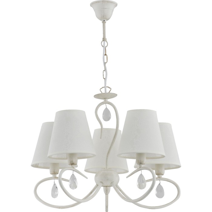 Люстра подвесная BALI WHITE 5x40Вт E14 патина, белый 50x50x70см