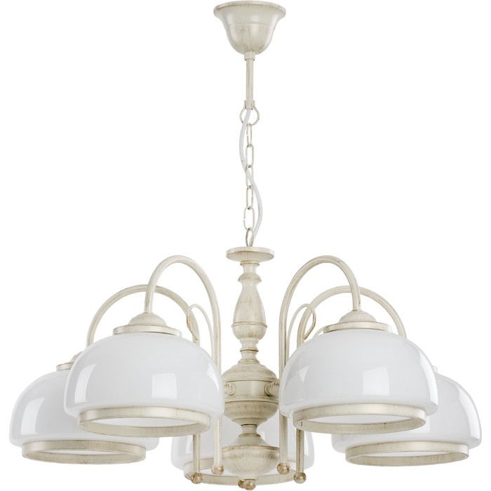 Люстра подвесная PARIS WHITE 5x60Вт E27 белый патина 62x62x76см