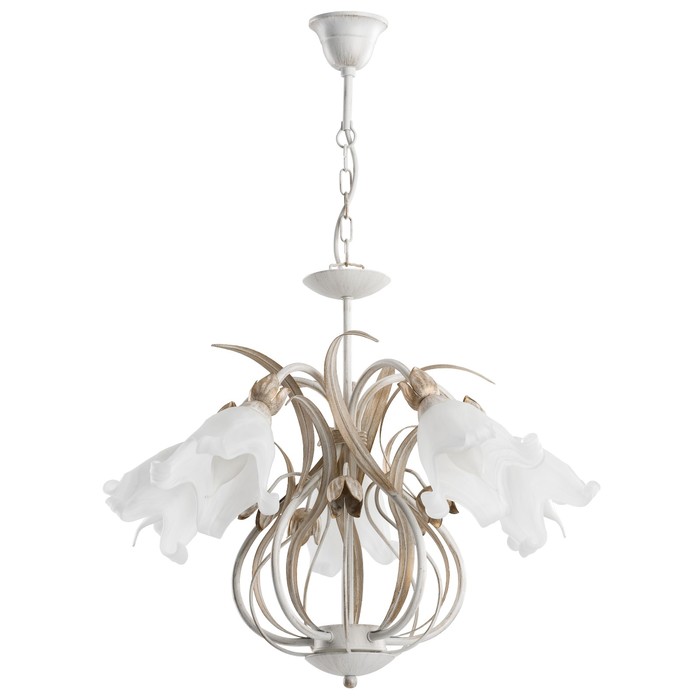 Люстра подвесная ESTERA NEW 5x40Вт E14 бежевый, белый-патина 50x50x74см