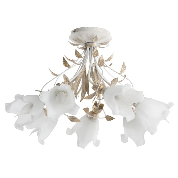 Люстра потолочная ESTERA NEW 7x40Вт E14 бежевый, белый 45x45x40см