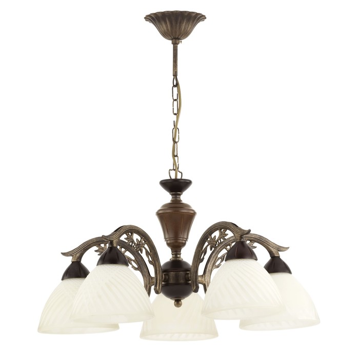 Люстра подвесная PRAGA 5x60Вт E27 античная бронза, коричневый 60x60x61см