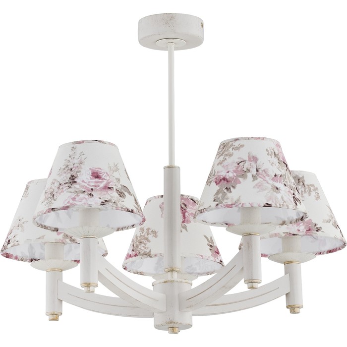 Люстра подвесная RAMONA 5x40Вт E14 белый патина 61x61x53см