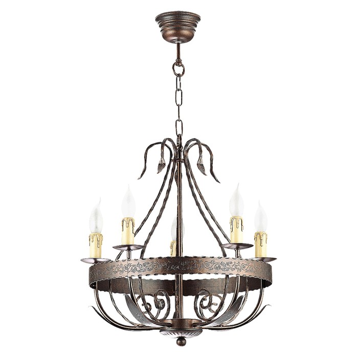 Люстра подвесная LOARA 5x60Вт E27 бронза 50x50x76см