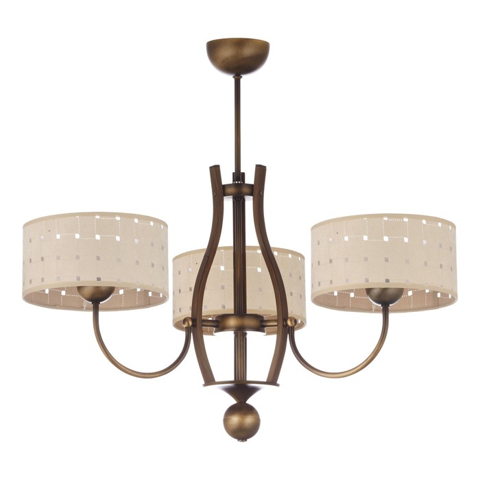 Люстра подвесная OSLO 3x60Вт E27 патинированная латунь, венге 70x70x60см