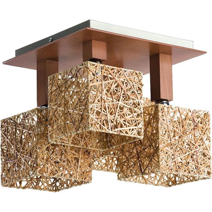 Люстра потолочная ABAKA BEZ 4x40Вт E14 светлое дерево 29x29x26см